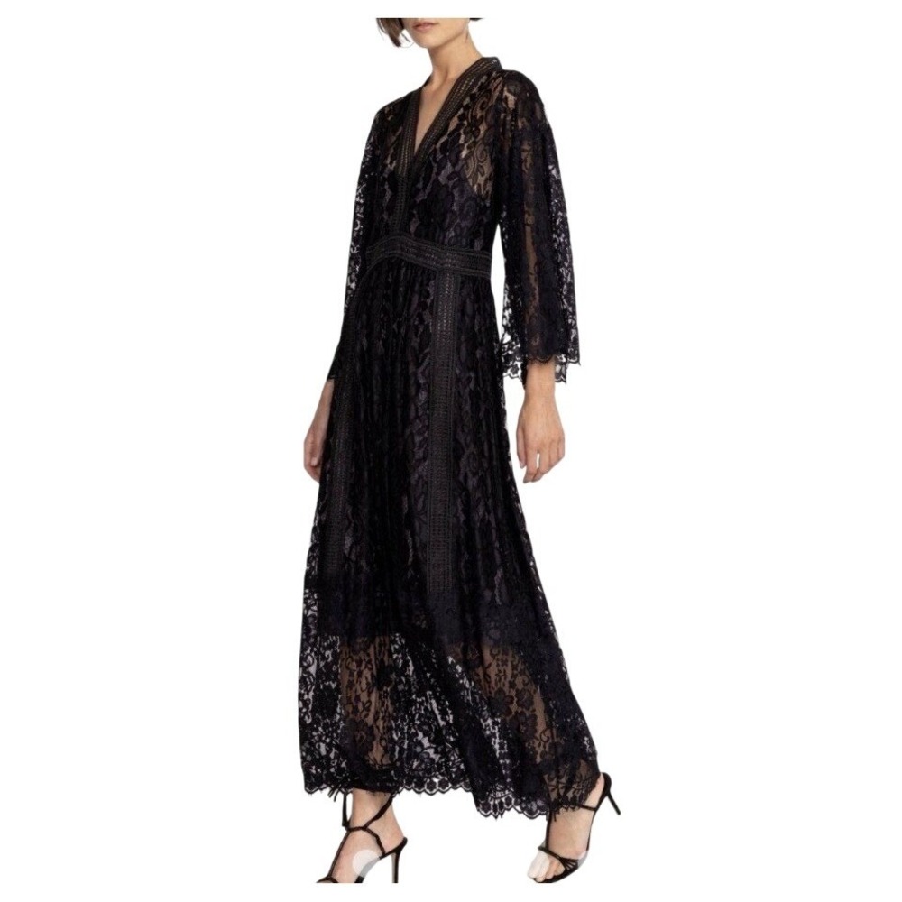 Johnny Was Biya Dress Size M Black Lace Maxi Cottagecore Boho Whimsycore READ